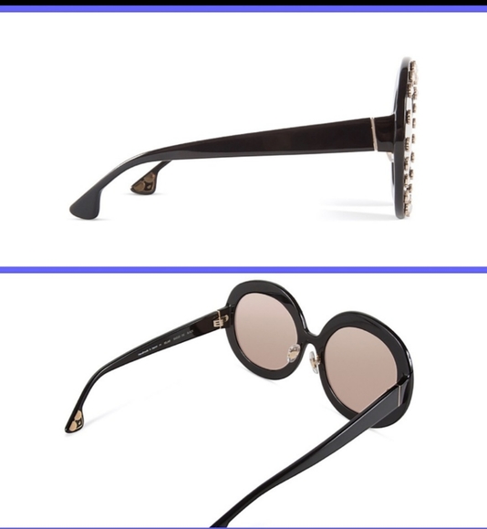 ALICE + OLIVIA Bel Air Round Bling Sunglasses Sunburst Pearl Trim - Picture 7 of 7